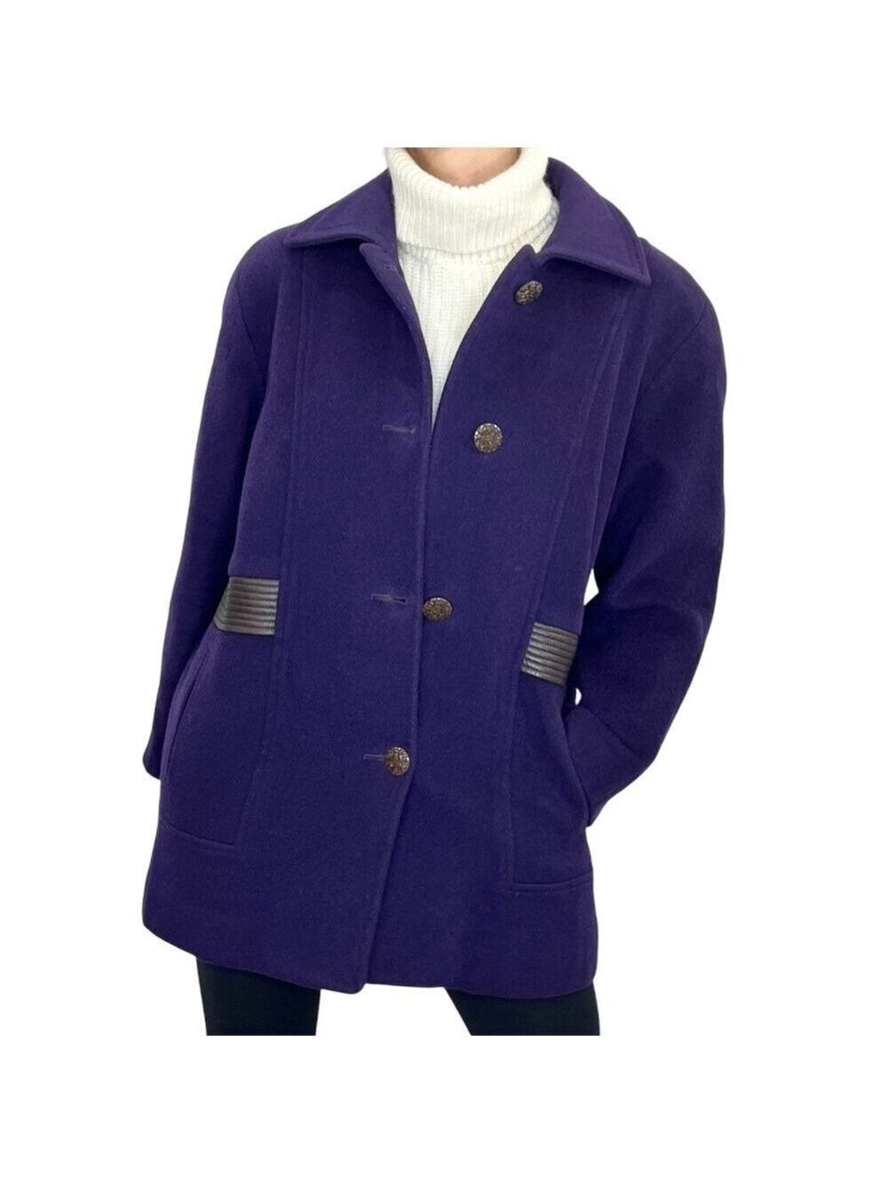 Vintage 80s London Fog 100% wool purple boxy oversized mid length overcoat 6